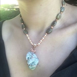 Tree agate and jasper wire wrapped necklace #2